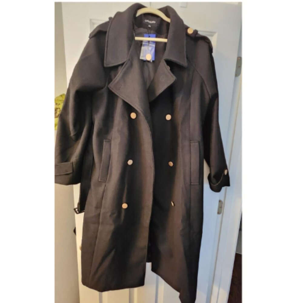 Women's Winter Double Breasted Midi Long Wool Pea Coat Notch Lapel Winter Coat - Picture 7 of 7